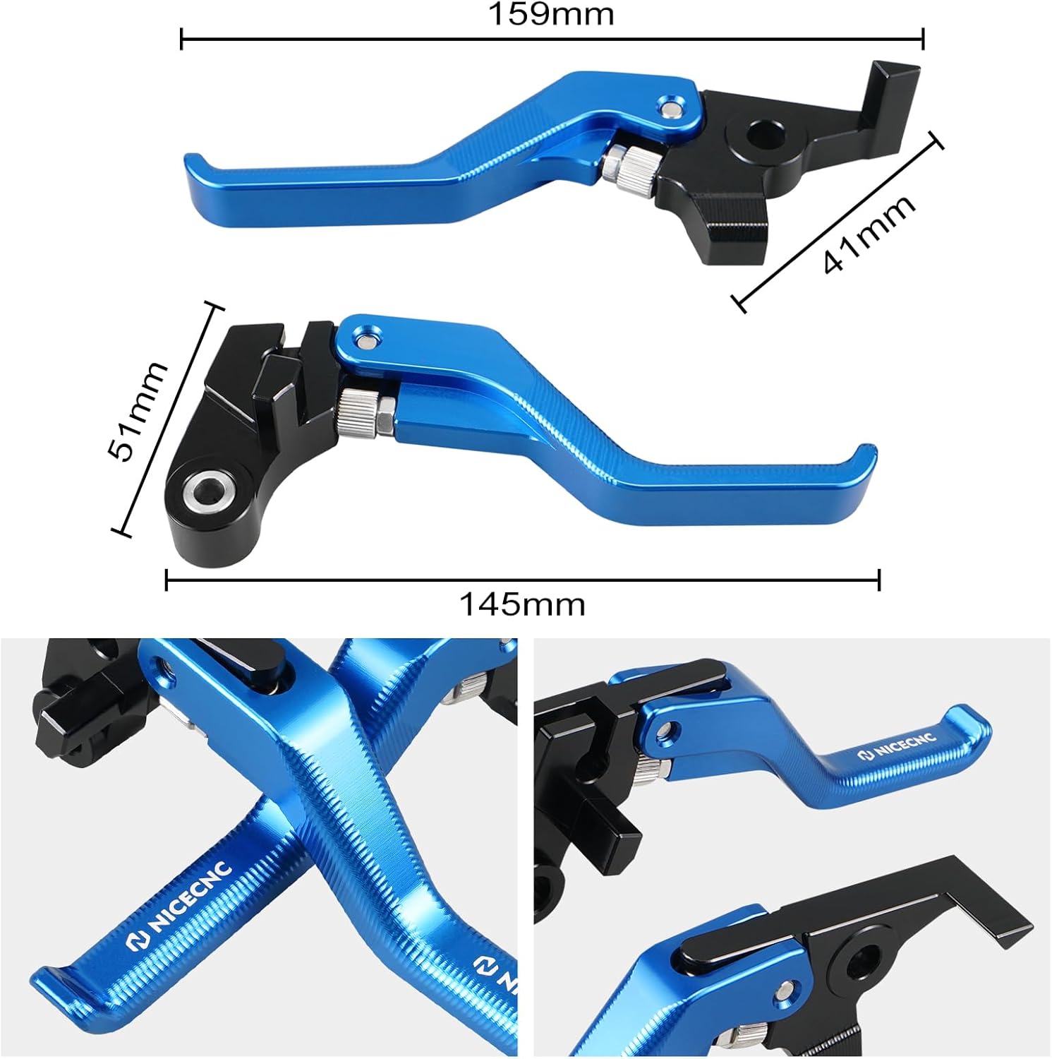 NICECNC Shorty Brake Clutch Lever, Aluminum, Blue, Compatible with Yamaha Tenere 700/XTZ700 2019-2024, Tenere 700 World Raid 2022-2024, MT-09 2018-2020, MT-07 2018-2020