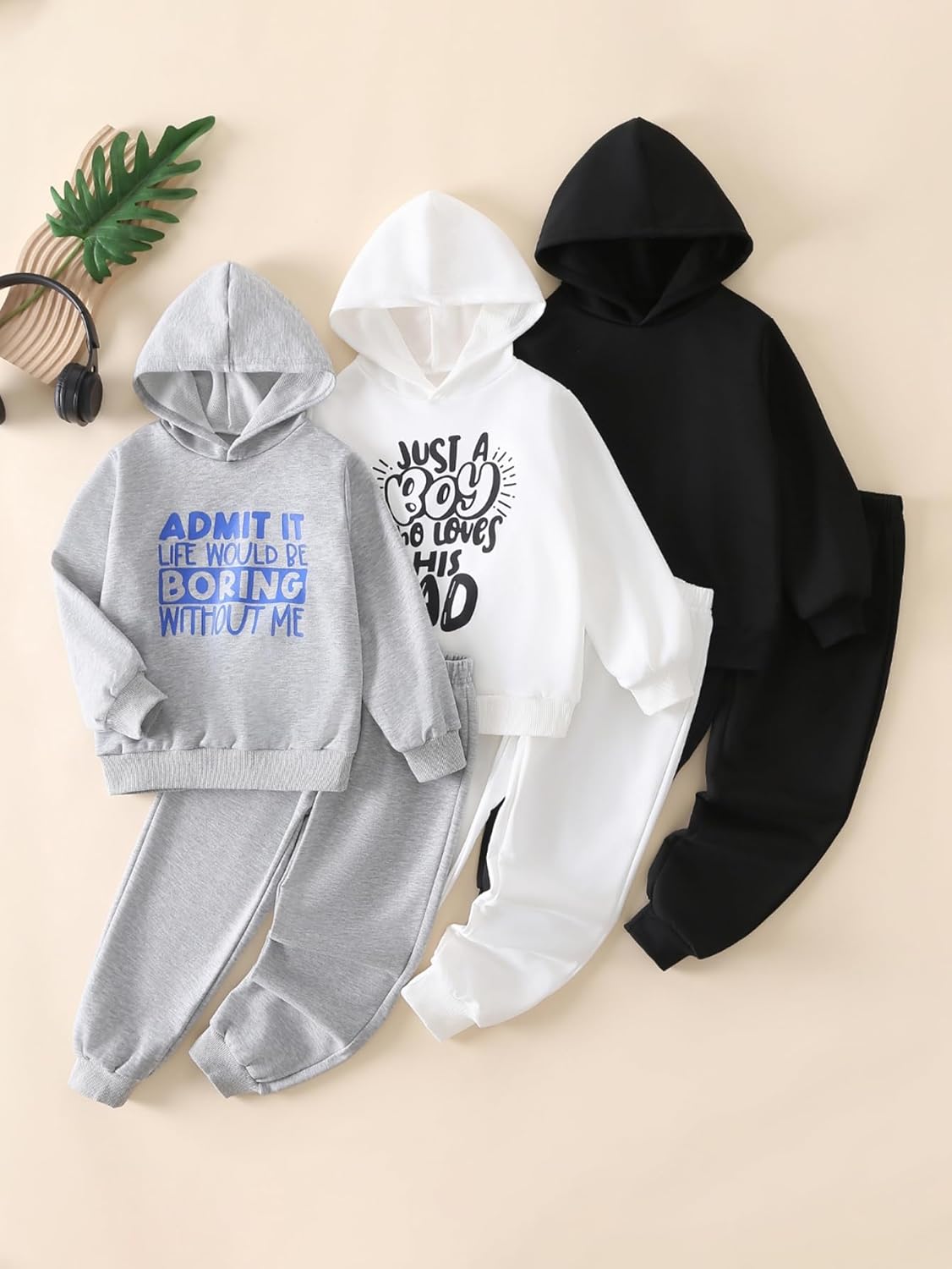 Boy Fall Winter Hooded Clothes Letter Printed Long Sleeve Sweatshirt and Jogger Pants Toddler Sweatsuit 3-12 Years - Image 7