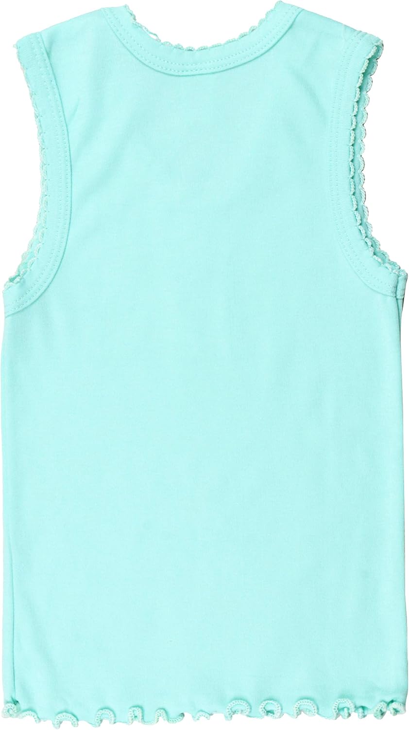 ToBeInStyle Girl's 4 Pack 100% Cotton Ruffle Hem Tank Tops Super Soft Undershirts