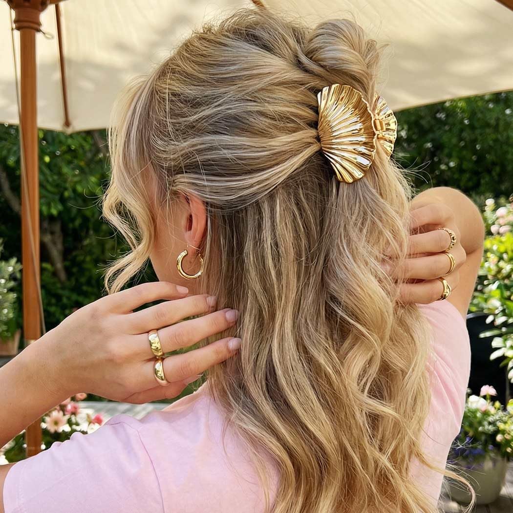 CAKURE Seashell Hair Clip Gold Starfish Claw Clips Cute Beach Hair Accessories for Women and Girls （Pack of 3） - Image 3