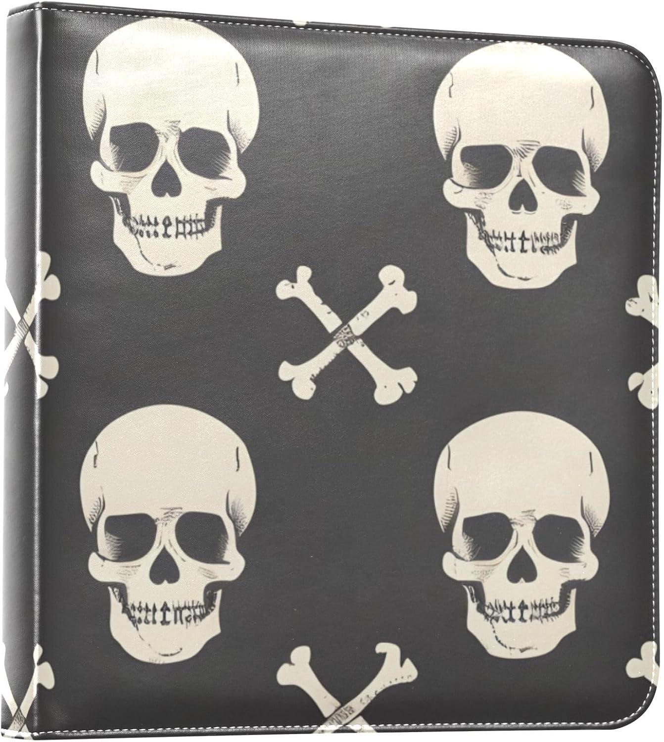 JIPONI Skull and Crossbones Large Photo Album, DIY Leather Cover Scrapbook Albums for 4x6 5x7 6x8 Pictures, Self Adhesive Memory Book for Wedding, Baby, Family