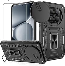 Jshru Case for Xiaomi Redmi Note 15 Pro Plus 5G Mobile Phone Case Camera Protection Military Shockproof Protective Case with 2 Pieces Protective Film, 360° Metal Holder Drop-Resistant Case for Redmi