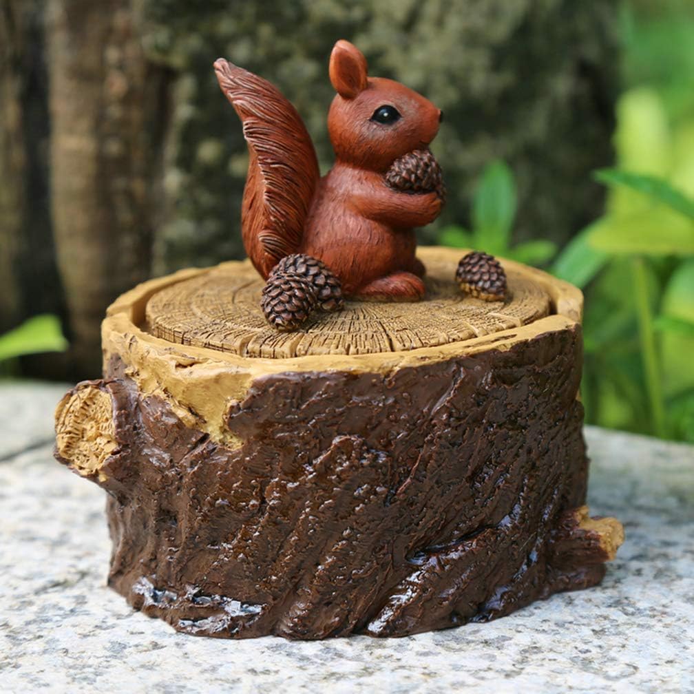 ToiM Stable Outdoor Garden Ashtray with Lid for Cigarette, Adorable Office Home Accessories Organizer (Squirrel) image 3
