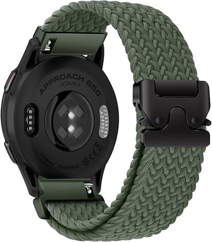 Cinturino In Nylon Intrecciato 20mm Per Garmin - Ricambio Regolabile Per Forerunner, Vivoactive, Approach E Altri Modelli - Colore Marrone - 4