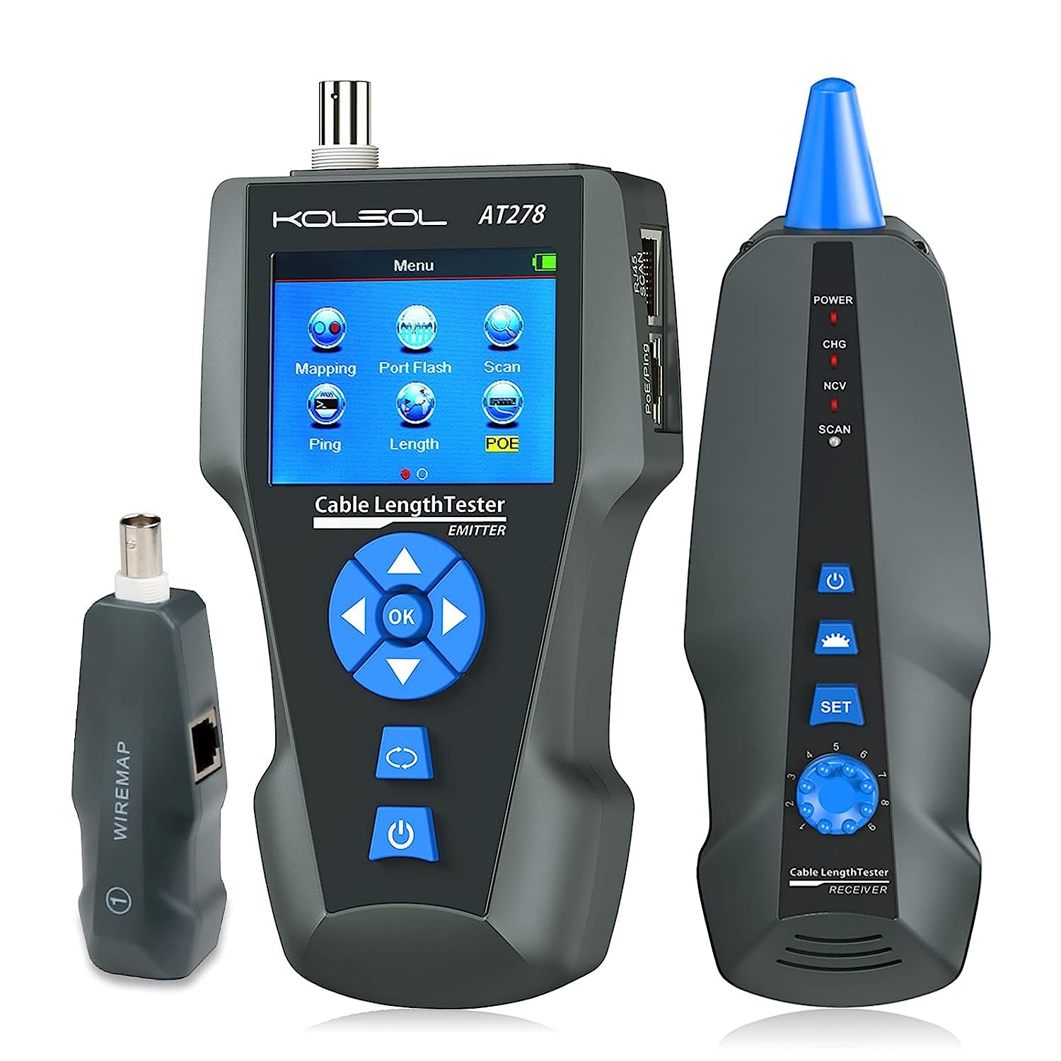KOLSOL Network Cable Tester, AT278 NF8601S TDR MultiFunctional LCD