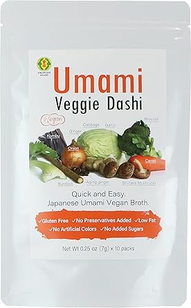 Kinjirushi Umami Veggie Broth Soup Packet Dashi Powder 2.47oz, (7g×10pcs) Miso Soup, Kombu, Ramen Broth, Udon Noodles, Seasoning Packet, No MSG, Gluten Free, Umami Seasoning, Instant Dashi, Veg Stock