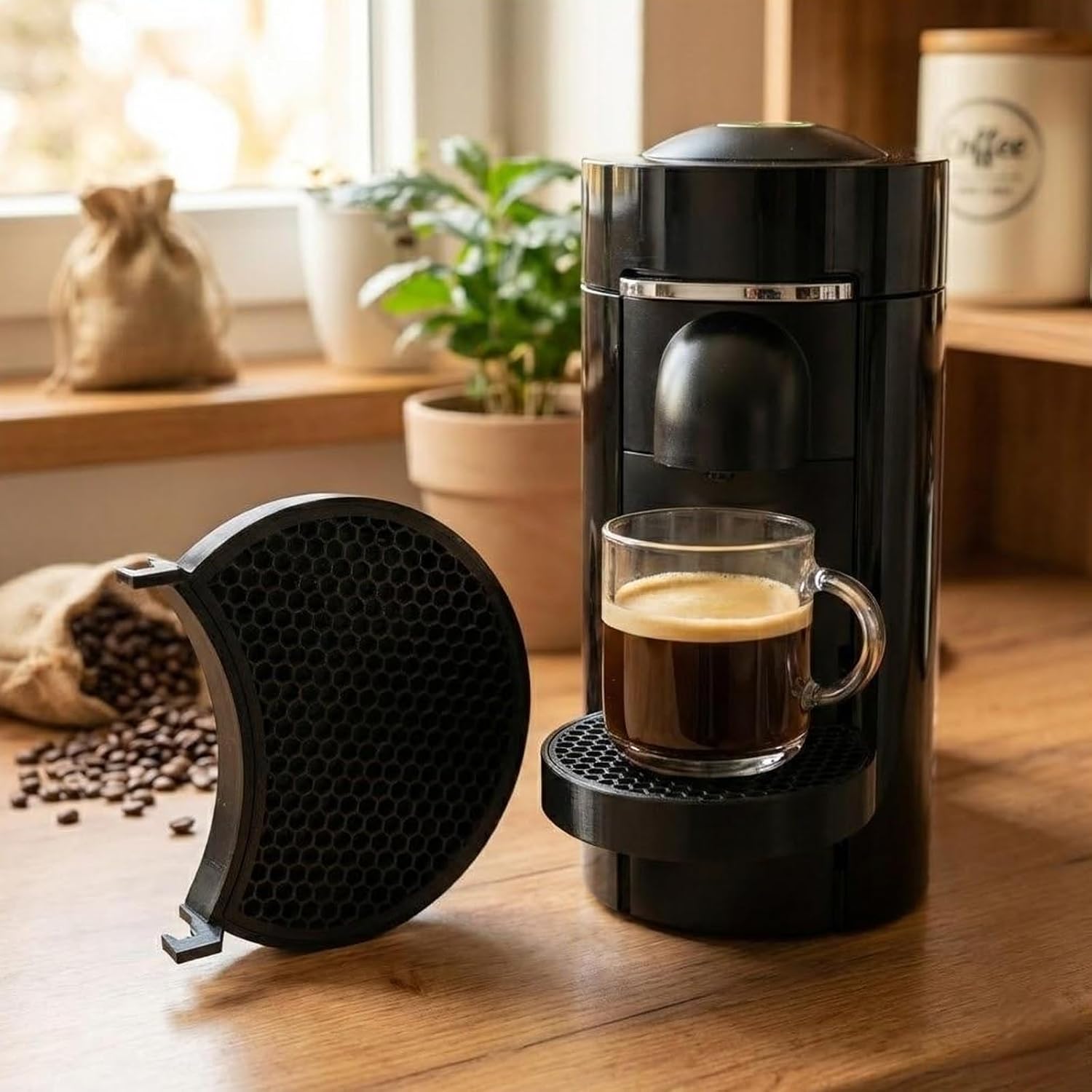 Drip Tray For Nespresso Vertuo Plus Coffee Machine - Oversized Replacement For Nespresso Drip Tray, Removable Grate, Spill-Proof & Easy To Clean Replacement Parts
