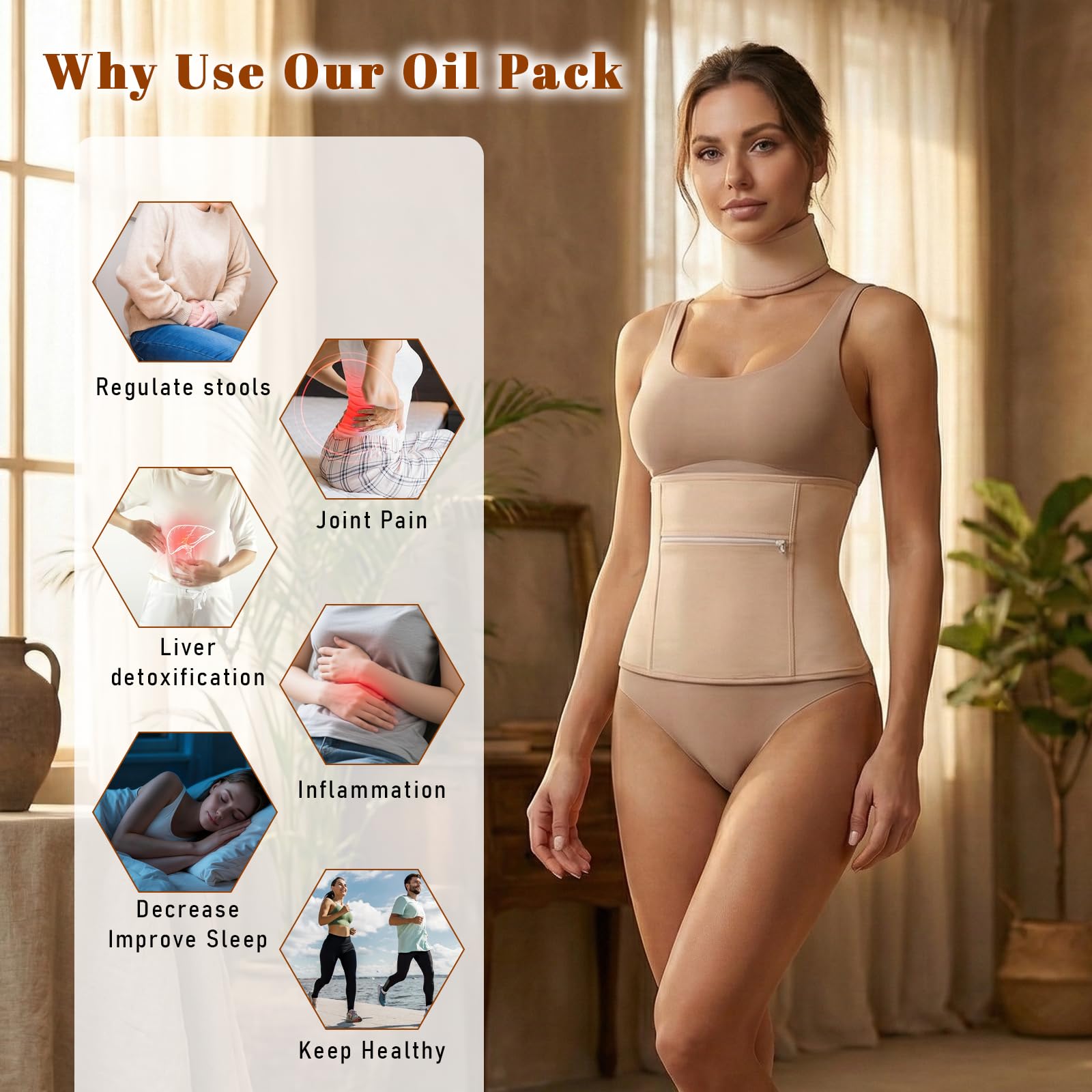 2 Stück Castor Oil Pack Kit, Rizinusöl-Packung Wiederverwendbare Rizinusöl Packungen Bauch Hals Rizinusölpackung Verstellbare Elastische Träger Castor Oil Wrap für Bauch Hals(Ohne Rizinusöl)