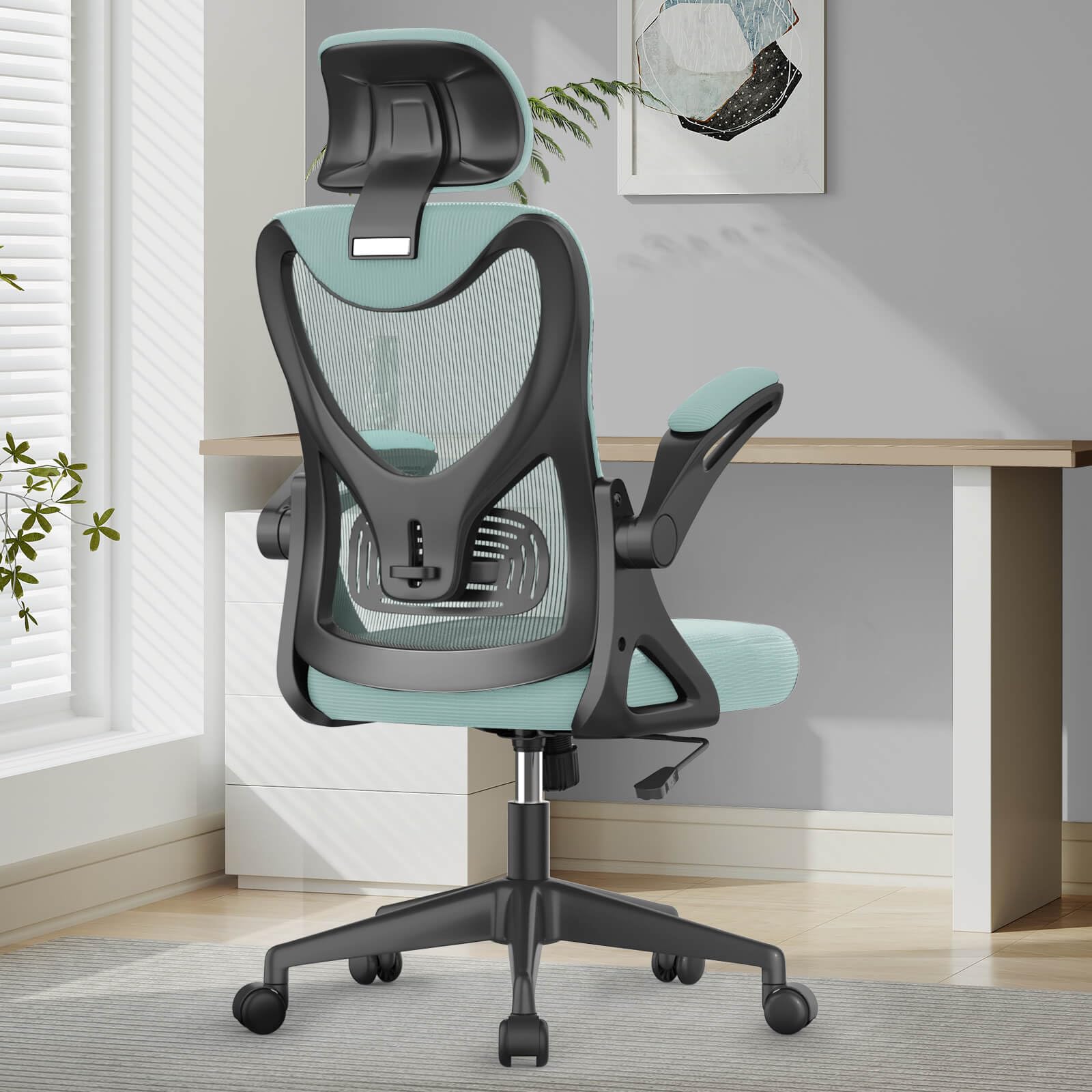 Office Chair - Ergonomic Desk Chair with Lumbar Support Headrest Adjustable, Padded Flip-up Armrests Comfy Seat Cushion High Back Executive Manager Chair For Home Office — image 1