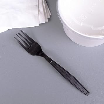 Karat [7 - 1,000 ct] Heavy Duty Plastic Forks Individually Wrapped - Sturdy Disposable Forks for Restaurants & Food Trucks | Black