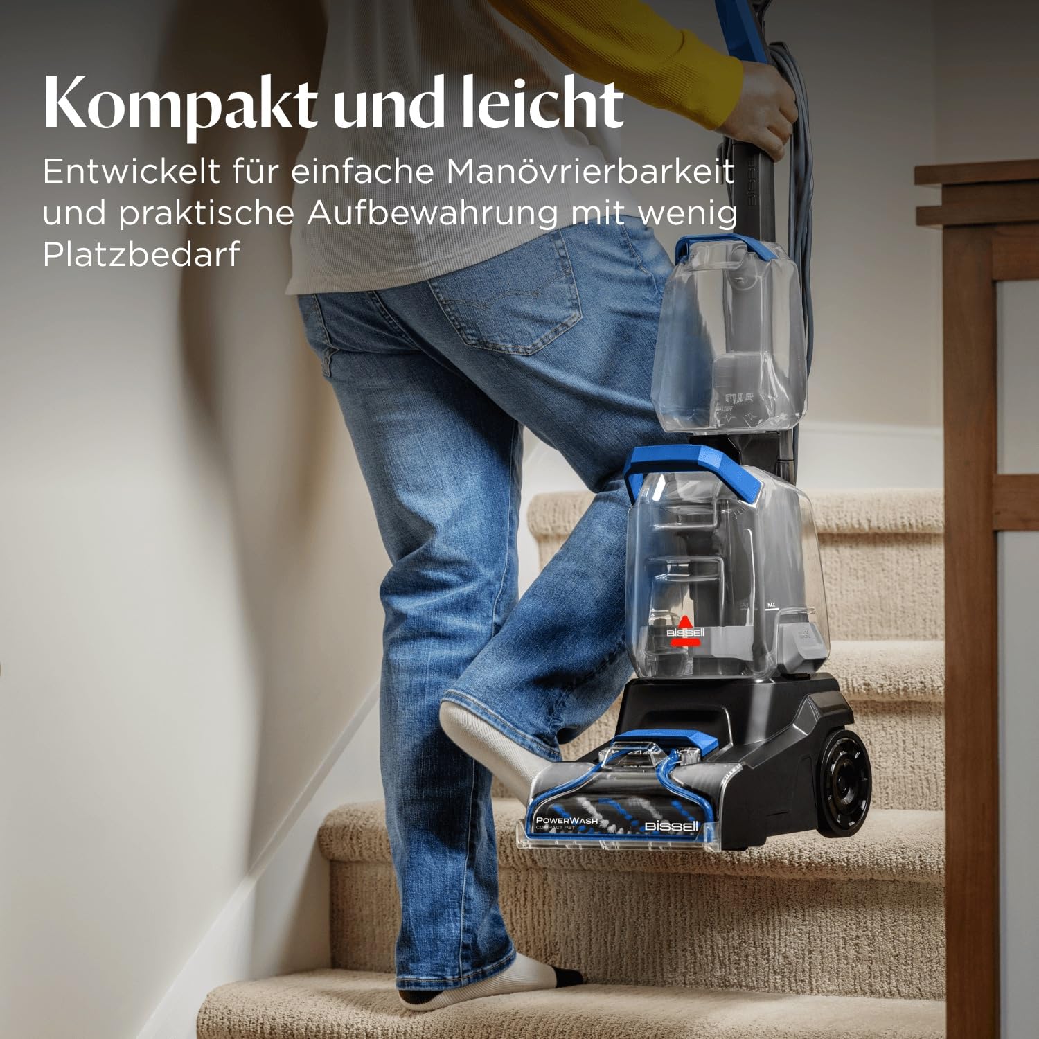 BISSELL PowerWash Compact Pet, Kompakter Upright- Teppichreiniger und Polsterreiniger für Haustierflecken,Fleckenreinigung auf mehreren Oberflächen, Abnehmbare Zubehörteile, 600W, Mit Kabel, 4058N