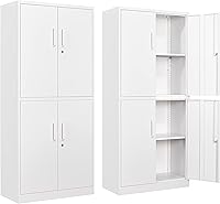 Vista 16 de SISESOL Gabinete de Almacenamiento de Metal Gabinete de Acero con Cerradura con 2 Estantes Ajustables, Gabinete de Oficina Gabinetes de Herramientas