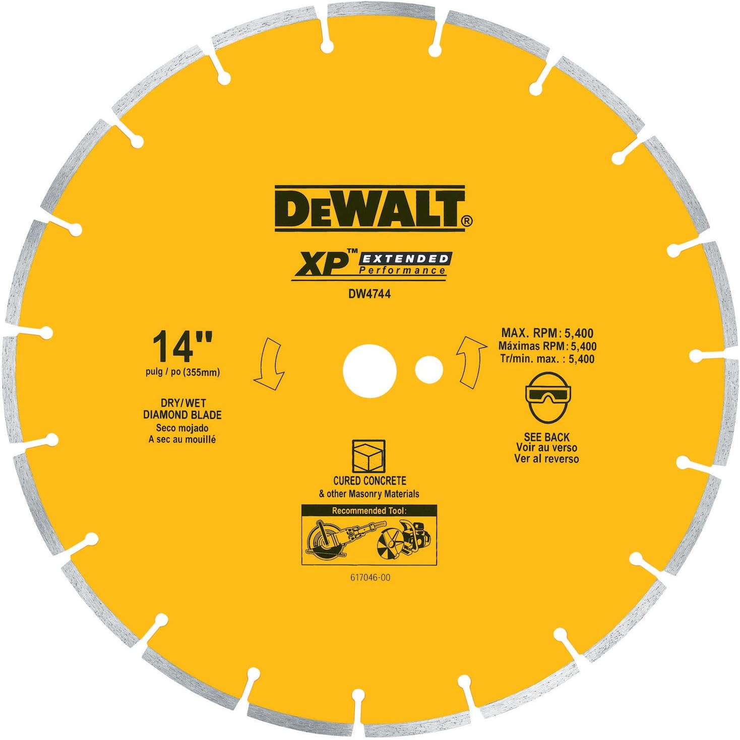 DEWALT DW4744 14-Inch Diamond Segmented Saw Blade with 1-Inch Arbor for Cured Concrete