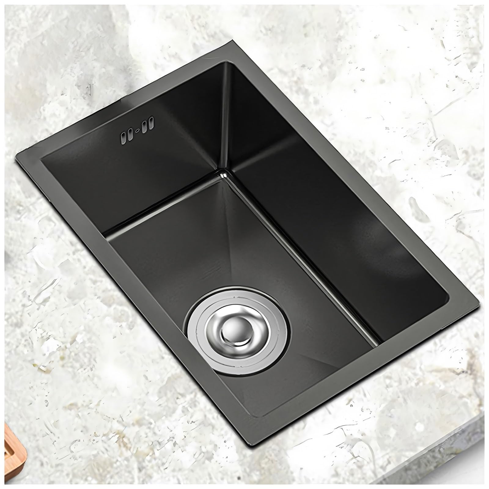 ZQFHSX Small Kitchen Bar Sink, Silver Stainless Steel Sinks, Drop in Household Dishwashing Basin,with Drain Basket, Pipe, Single Bowl Workstation Sink(Black,38x26cm)