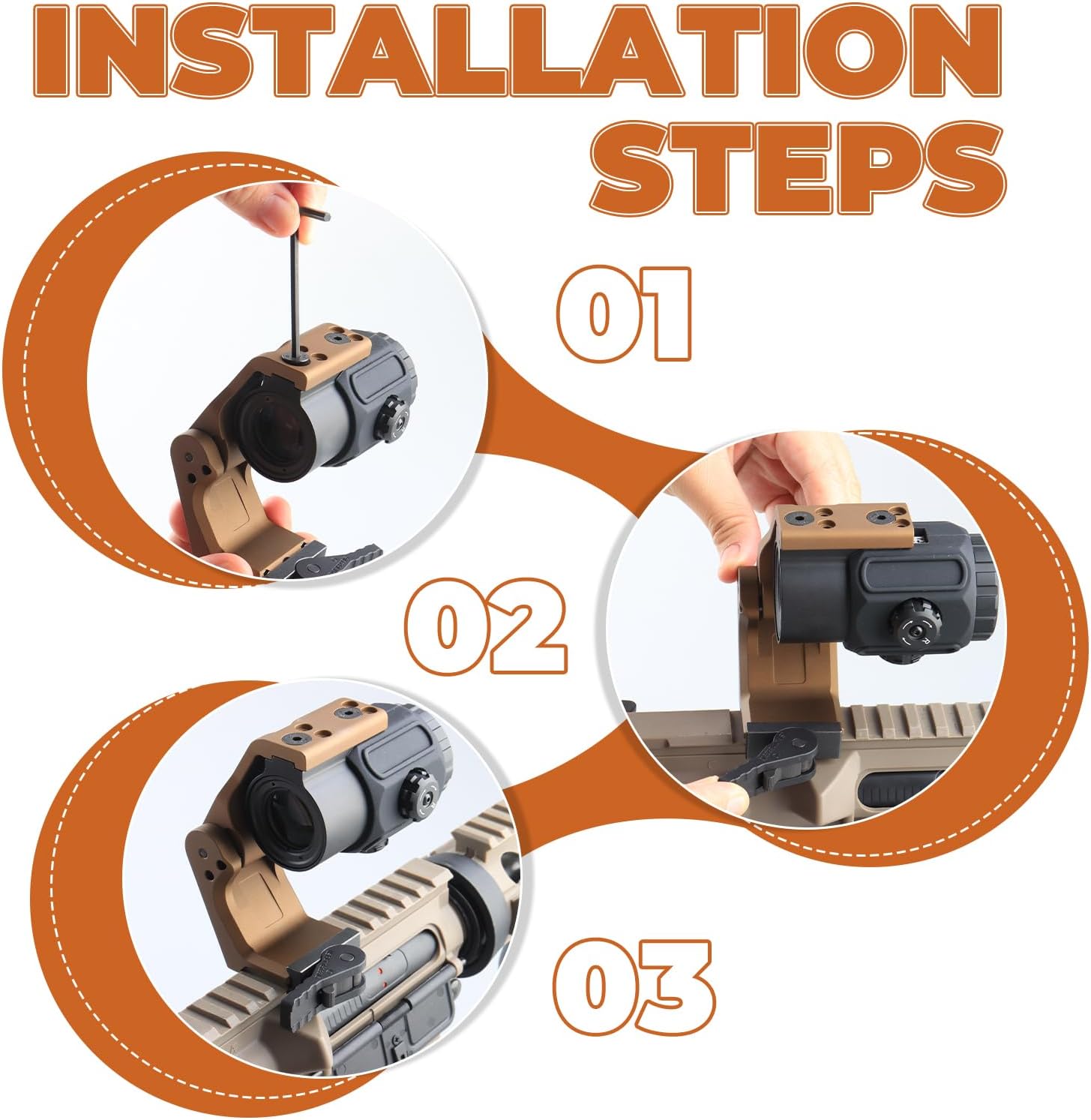 Flip-to-Center (FTC) Magnifier Mount for G33 or G43,2.26″ Optical Centerline Height，Quick Release&Flip-to-Center Mechanism,6063 Aluminum and Type III Hardcoat Anodized Mount