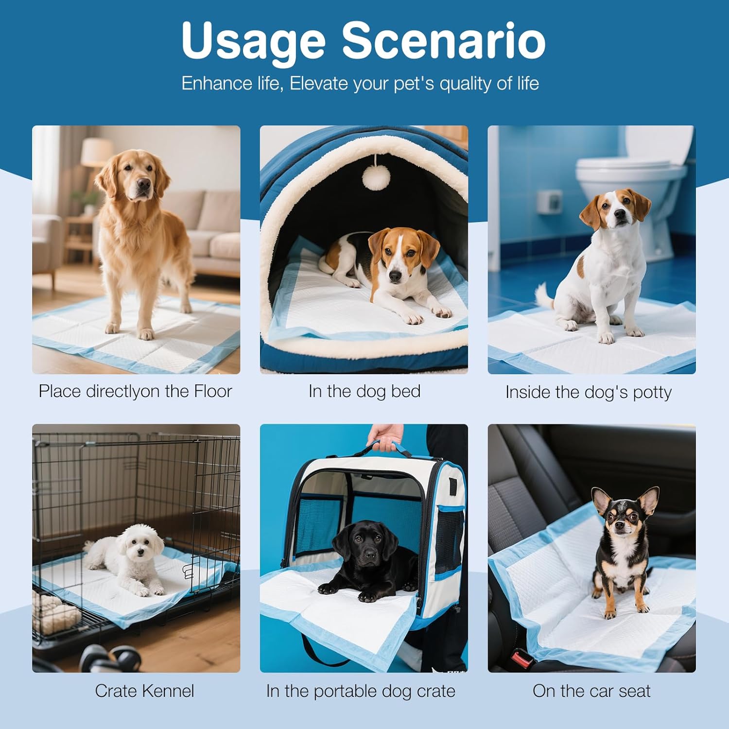 Dog Pee Pads Extra Large-40 Count- 31.5 x 35.4 Inch - Puppy Pads, Super Absorbent, Leak-Proof Potty Training Pads for Doggy, XXL Unscented Training Pads, Quick Dry Pet Pads, Blue