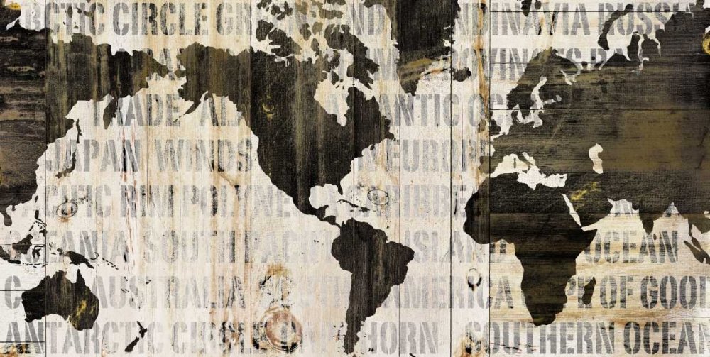 Feeling at home Leinwand-gerahmt, mit amerikanischer Kiste, Weltkarte, Neutral-Schlabach, Kunstdruck, auf Holzrahmen, horizontal, 84 x 170 cm