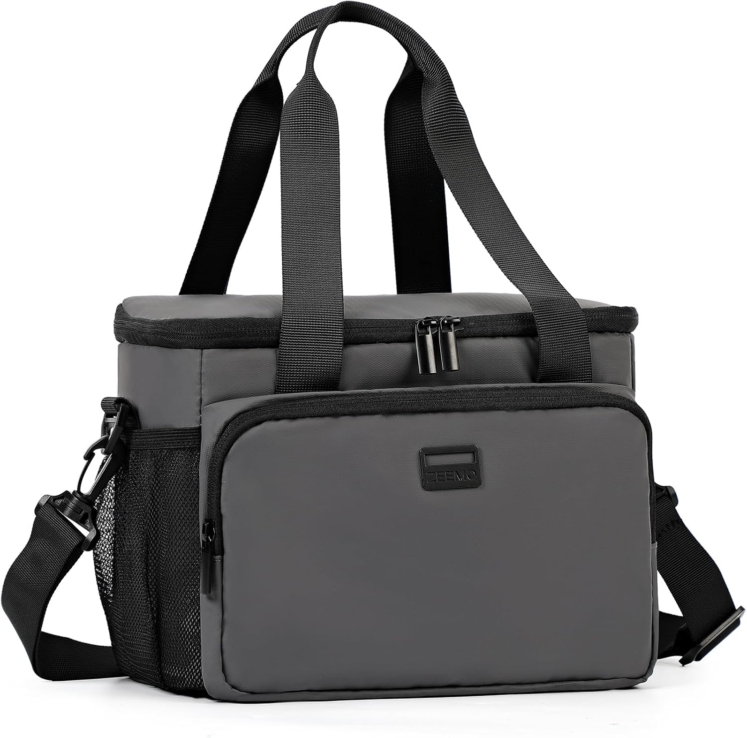 ZEEMO Soft Cooler Bag, Insulated Lunch Box, 12.5 L Ice Chest, Double Leakproof Layers, Waterproof and Collapsible Case for Work Outdoor Trip, Medium Size, Black