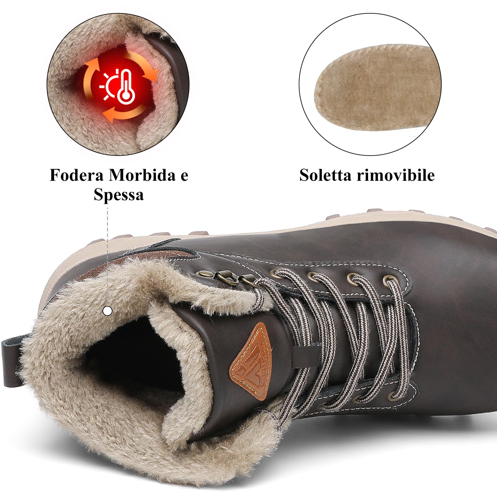 Pastaza Stivali da Neve Uomo Donna Trekking Scarpe Inverno Impermeabili Outdoor Pelliccia Sneakers