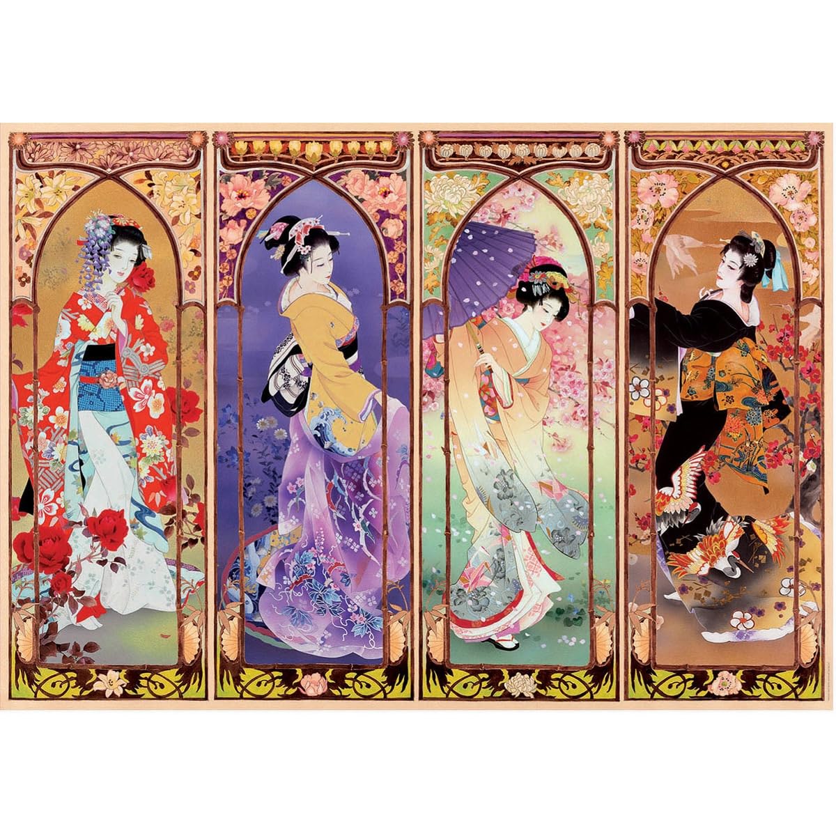 Nprzm H396 5D Diy Diamond Painting Japanese Geisha Round Diamond Kimono Woman Mosaic Japanese Woman Diamond Art Digital Kit Home Decor Gift 30X40cm