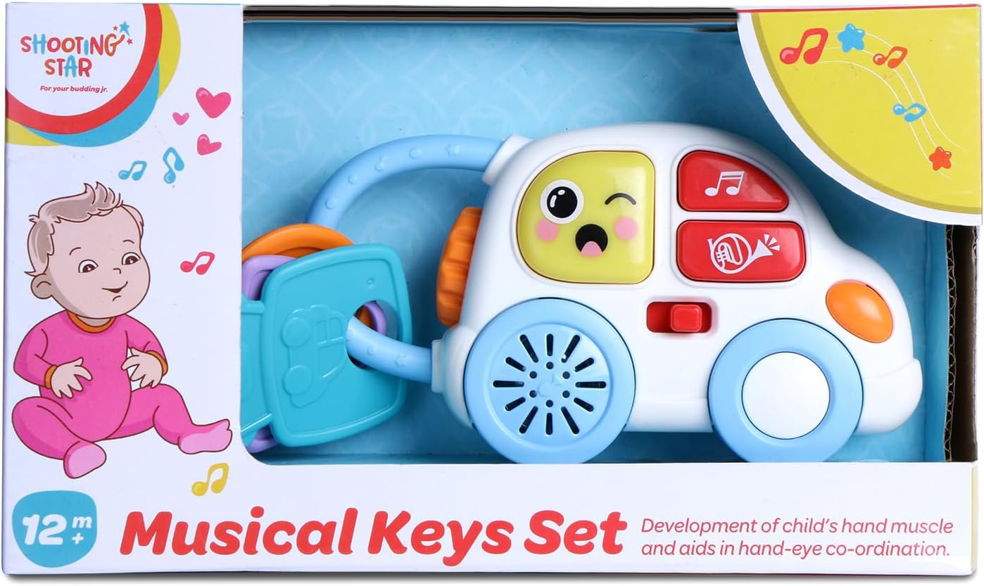 Shooting Star Baby Musical Toy Keys with Baby Wheel Baby Car Set Toy 12+ Month Multicolor