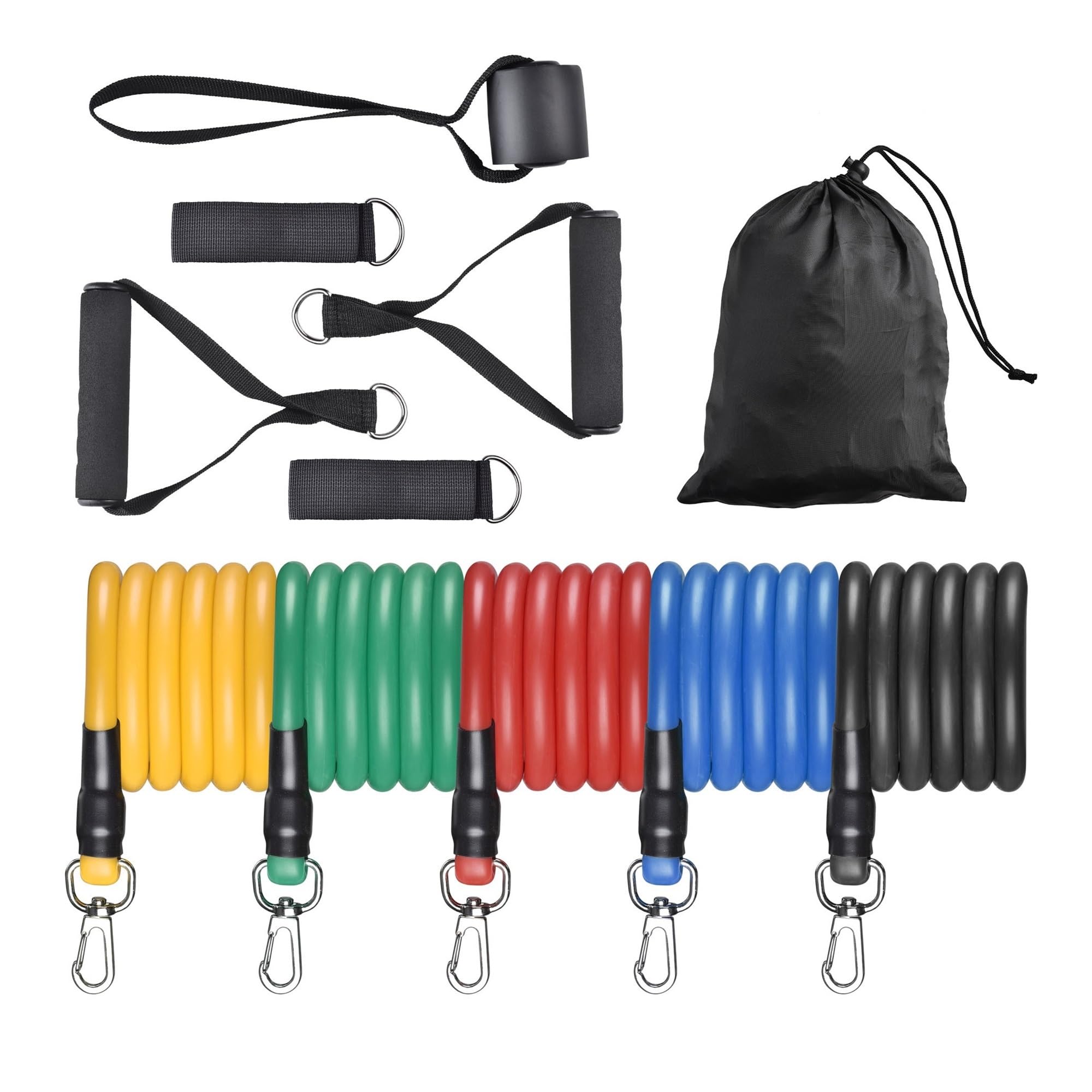 Widerstandsbänder mit Griffen 5er-Pack stapelbare Latex-Widerstandsbänder-Set