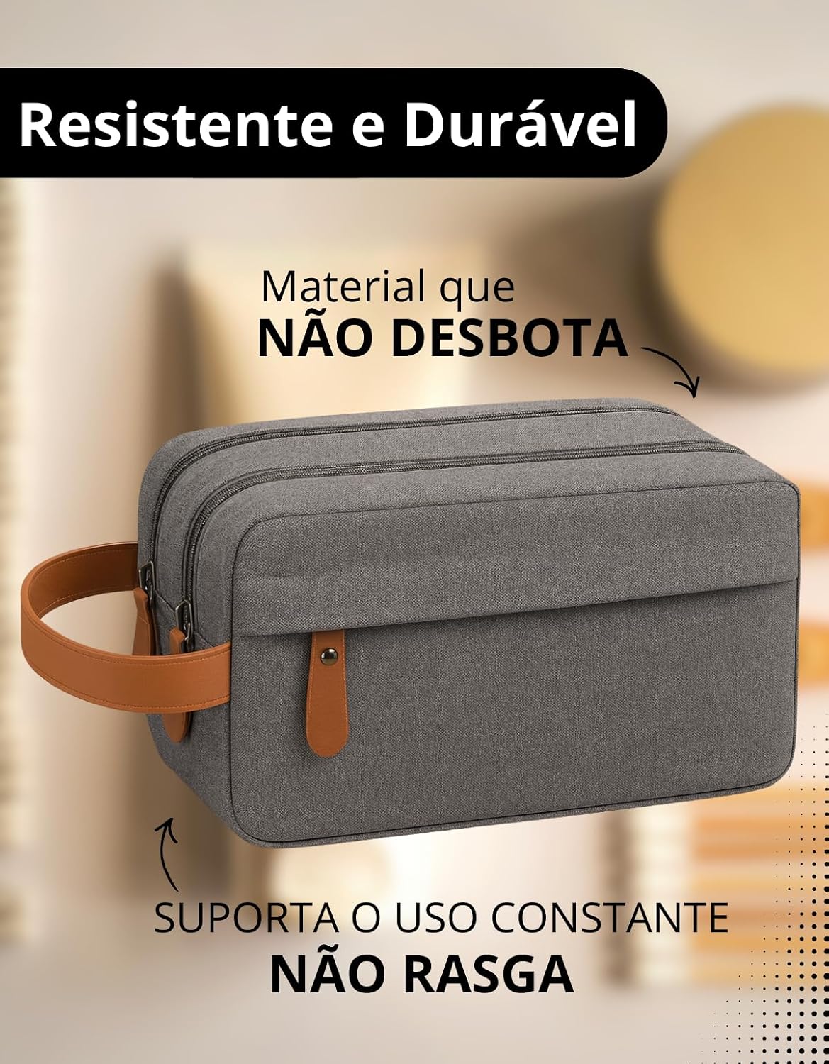 Necessaire Organizador Masculino Feminino Viagem Trabalho Impermeável Unissex Estojo (CINZA)