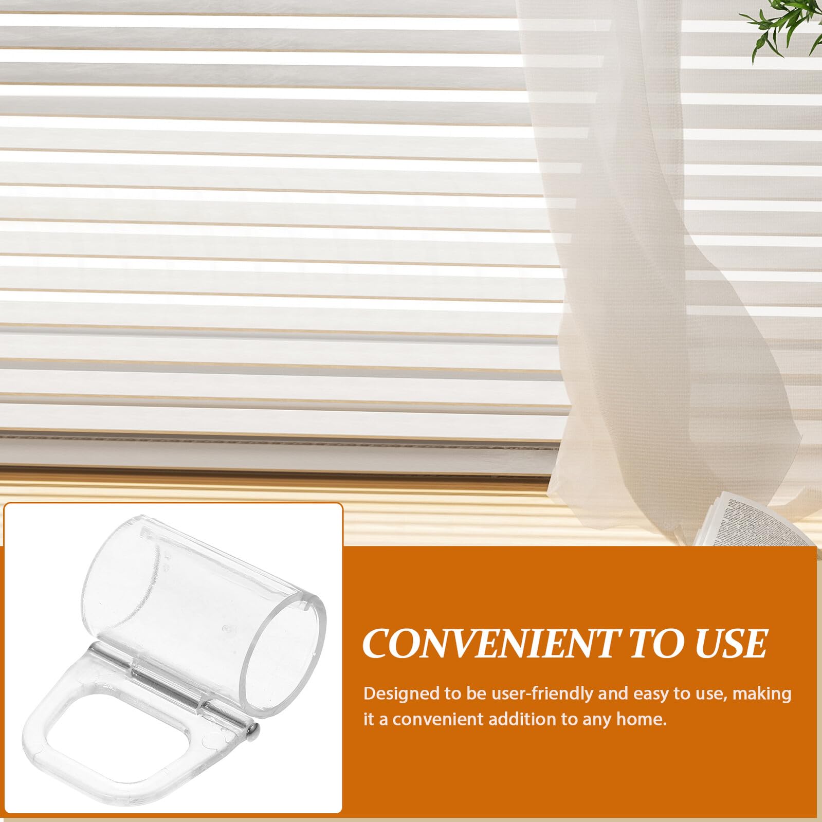 4 Ensembles Crochets Transparents pour Stores Enrouleurs Poignées Légères Clips pour Tringles De Rideaux sans Perçage Installation Simple 6 Pièces * 4
