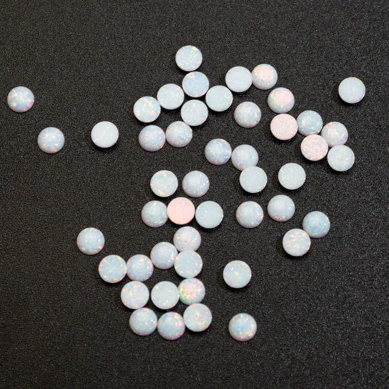 LKBEADS 5MM White Opal,1Pcs Cabochon AAA Quality White Opal,1Pcs ROUND Cabochon Ethiopian Opal Cabochon Natural welo opal multi fire opal loose Gemstone For Jewelry Making