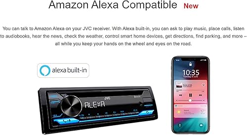 Miniatura 6 de JVC KD-T910BTS - Estéreo de coche con Bluetooth, USB frontal, AUX, Amazon Alexa, SirusXM Radio Ready, amplificador de alta potencia