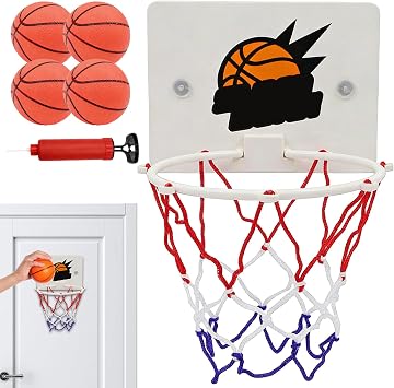 Mini Basketball Hoop, Door Sports Set, 12x10 Inches Toy Hoop with Foam Balls, Indoor Game Accessory, Basketball Target with Sturdy Build, Kids Teens Play for Bedroom Living Room