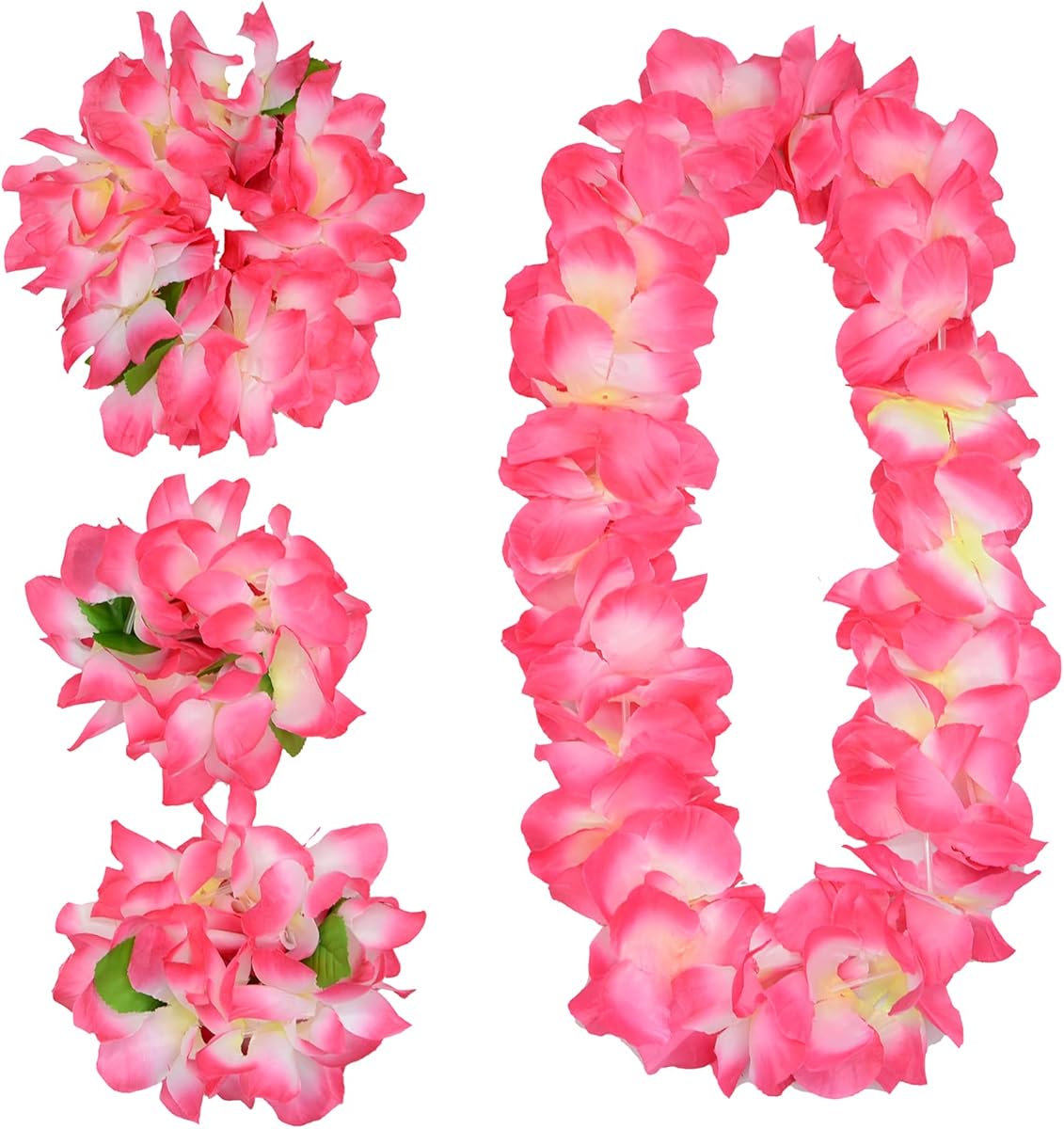 4 Pcs Pink Hawaiian Leis for Graduation Party, Dance Party, Photo Prop in Outdoors (Pink)