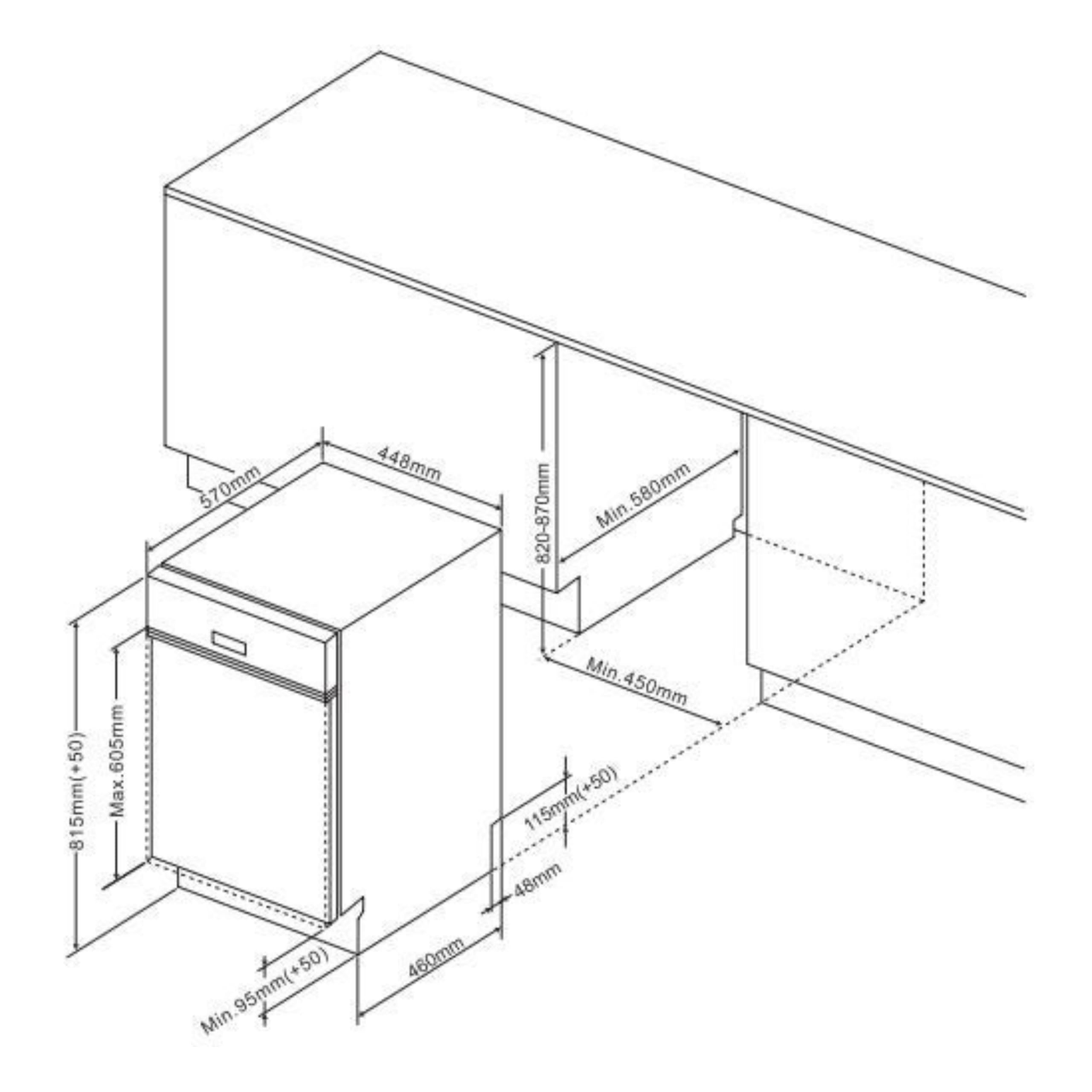 Amica EGSP 569 900 E Einbau-geschirrspüler / 9 MG / 3 Körbe /4Progr / AQS /47dB/ Energieeffizienzklasse E