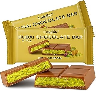 2 PACK Dubai Chocolate Bar Pistachio, 6.34 Oz, Milk Chocolate Bar with Pistachio Cream and Kataifi (Total 180g)