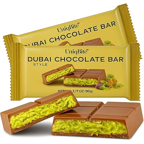 2 PACK Dubai Chocolate Bar Pistachio, 6.34 Oz, Milk Chocolate Bar with Pistachio Cream and Kataifi (Total 180g)