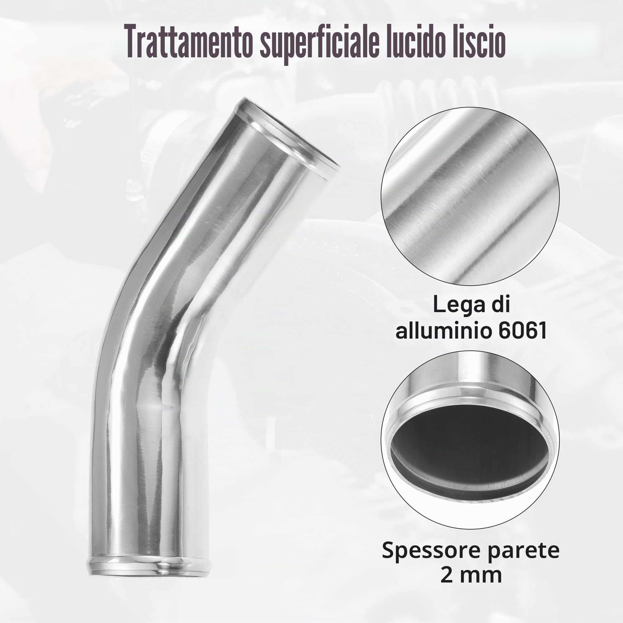 QUARKZMAN Tubo Intercooler in Lega di Alluminio per Auto Universale, Diametro Esterno 80mm (3.15") e Lunghezza Gamba 100mm (4"), Curva a 45 Gradi per Raccordi di Aspirazione dell'Aria