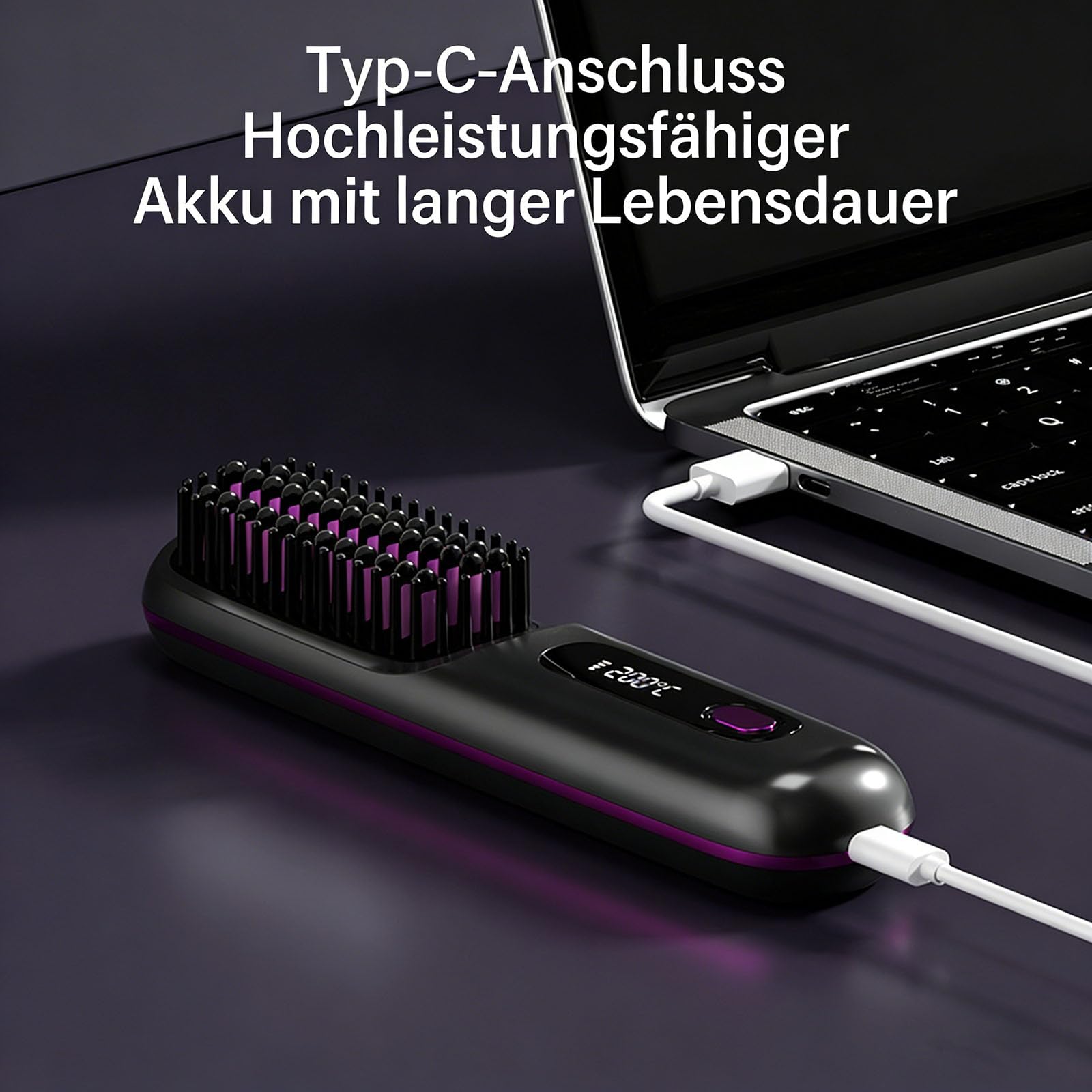 Stylingbürste,Stylingbürste Für Kurze Haare,Glättbürste Kabellos mit LED-Anzeige, Haarbürste Elektrisch, 3 Temperaturstufen, für Glattes, Lockiges und Trockenes Haar,Präzises Styling
