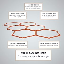Yes4All Hexagonal Agility Speed Rings with Carrying Bag - Agility Hurdles for Agility Footwork Training (Set of 6 Rings)