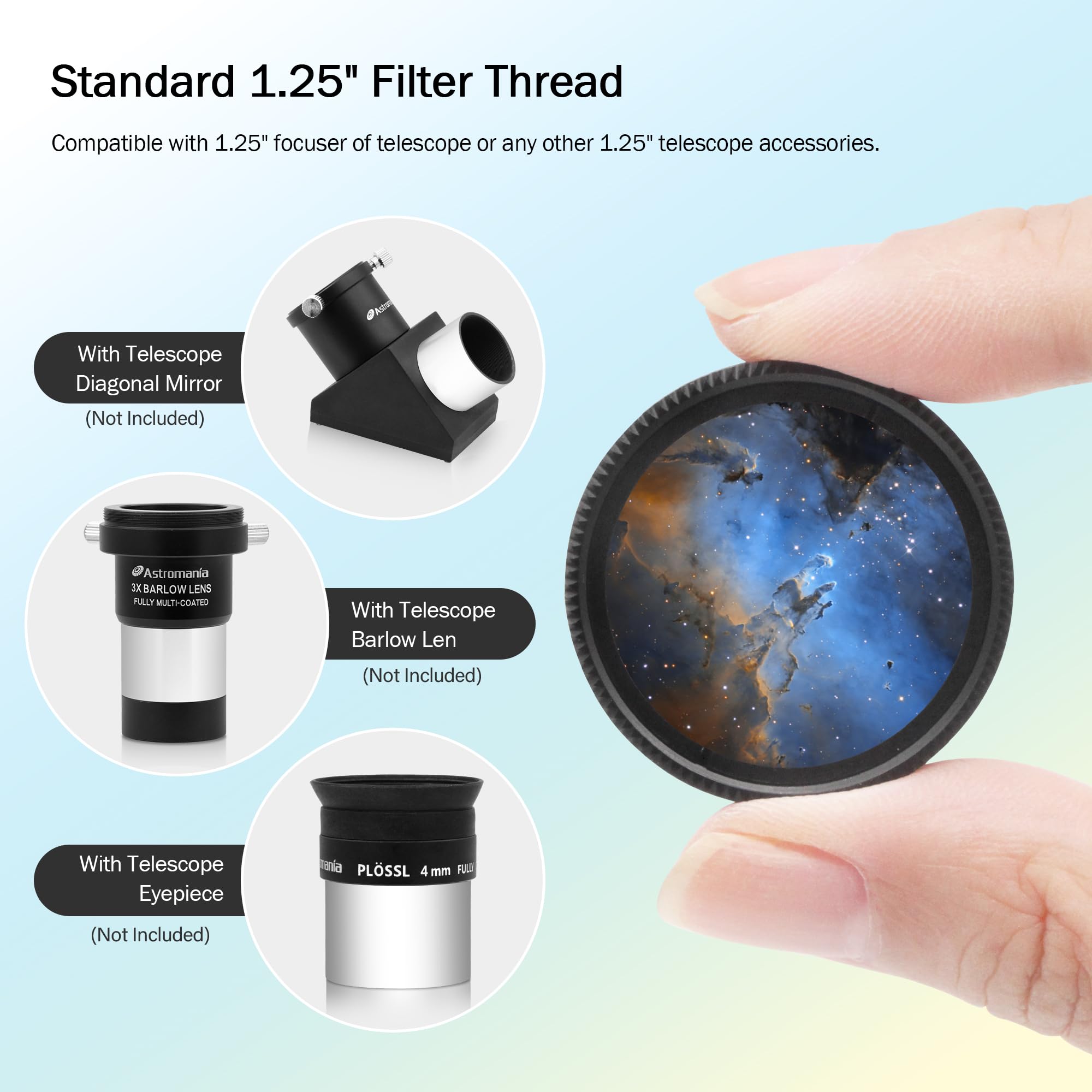 Filtro Astromania de banda estreita nbpf Hidrogênio-A 12 nm H-alfa em