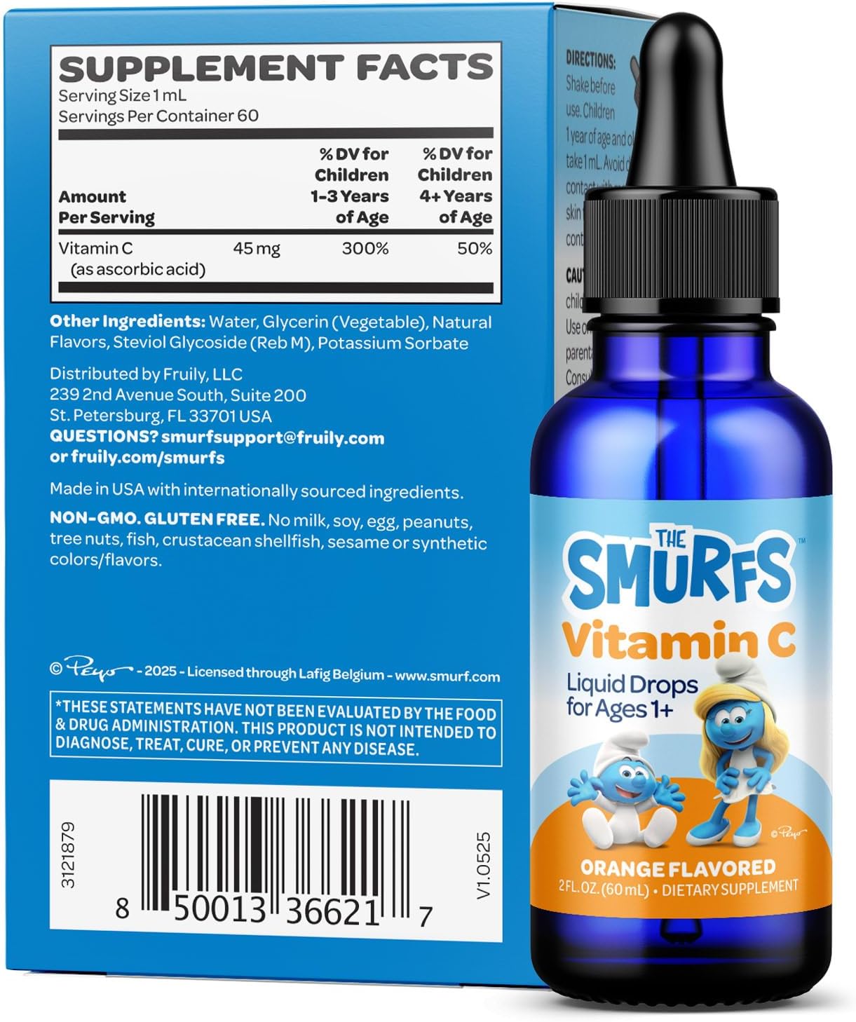 Smurfs Liquid Vitamin C for Kids Immune Support | High Strength Kids Vitamin C Drops | Ages 1 & Up | Vegan Non-GMO & No Artificial Flavors or Colors | No Added Sugar | Orange Flavor | 60 Servings - Image 2