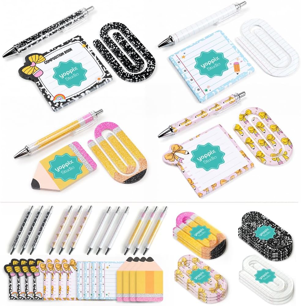 YOPPIX 36Pcs Teacher Gifts – with Pens Notes Paperclips for Back to School