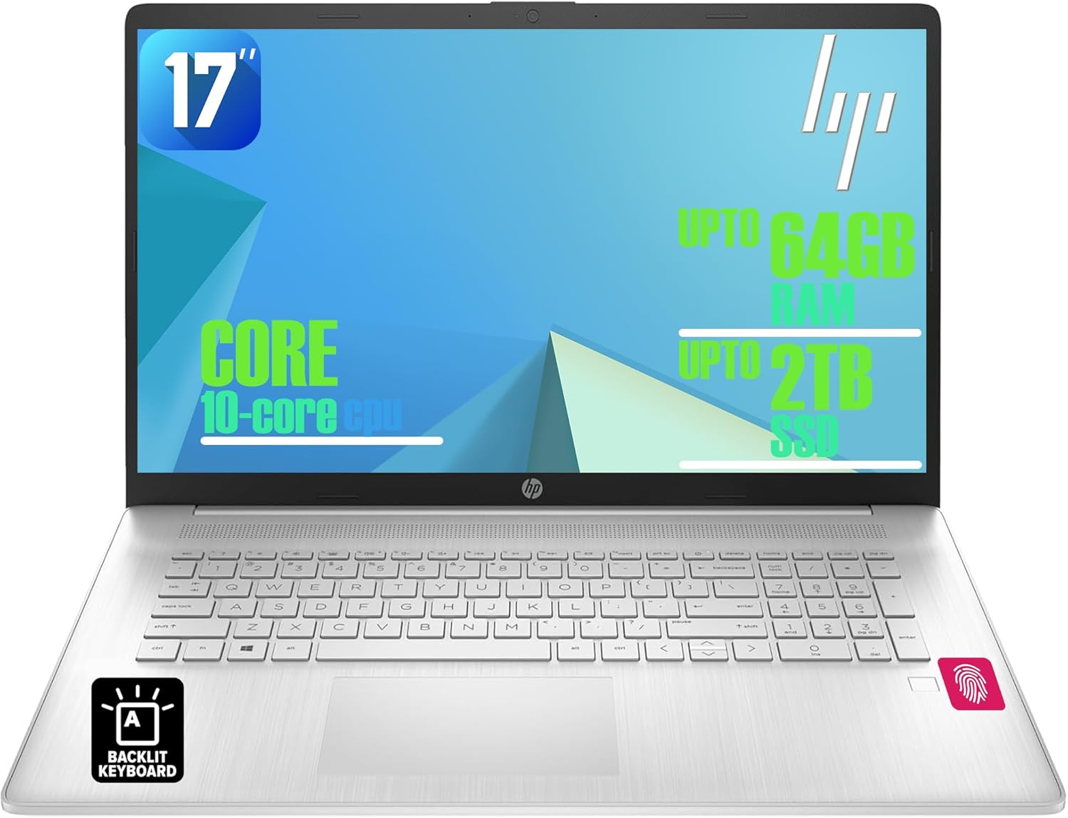 HP Laptop 17.3" HD, Intel Core i5, 32GB RAM, 2TB SSD, Silver