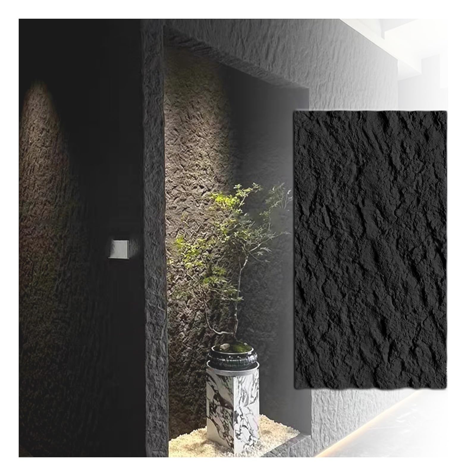 Paneles de pared 3D imitación piedra, revestimiento de ladrillo con textura de cemento PU, impermeable y ligero, revestimiento de pared para decoración de interiores para pared de TV, oficina, sa