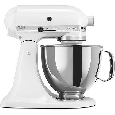 Amazon Com Kitchenaid Ksm150pswh Artisan Series 5 Qt Stand Mixer With Pouring Shield White Electric Stand Mixers Kitchen Dining