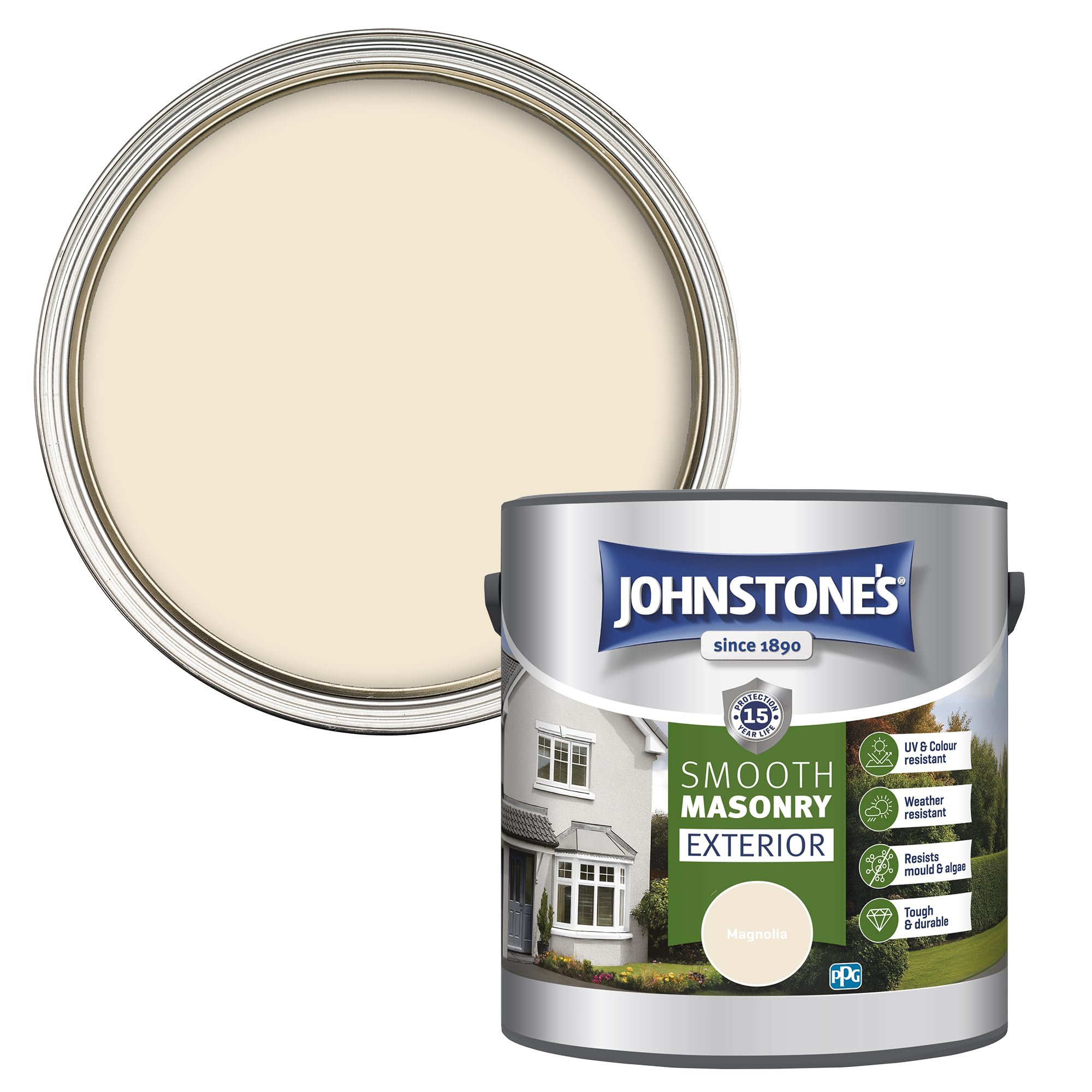 Johnstone's - Exterior Smooth Masonry Paint - Magnolia - 2.5L