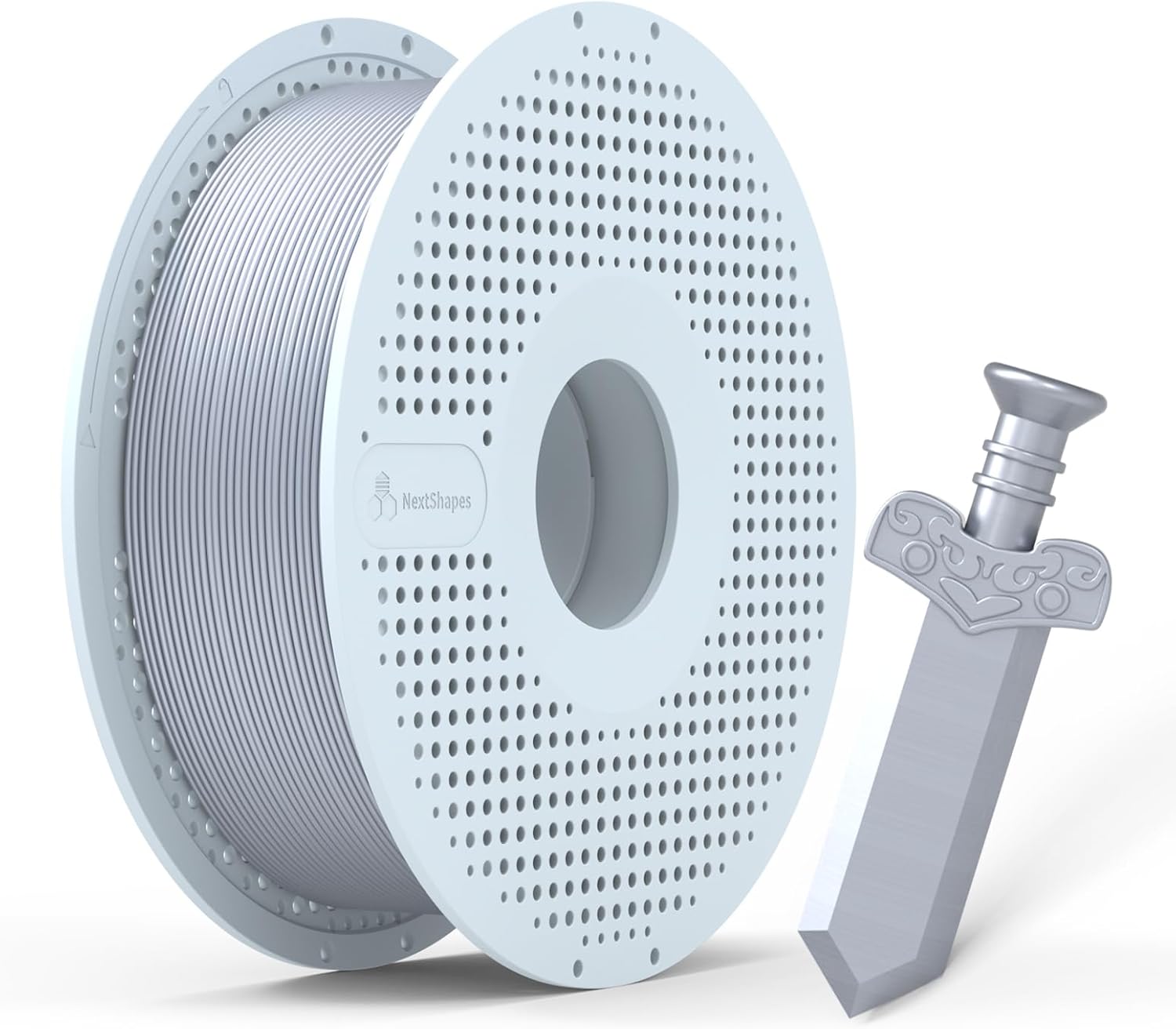 Standard PLA 1.75mm with Reusable Spool Set, Detachable & Easy to Use, Neatly Wound & High Speed 3D Printing Filament for Most FDM 3D Printers (Silver, 1000g)