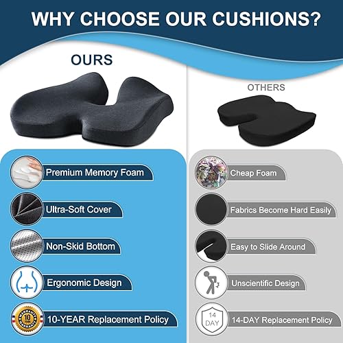 Miniatura 6 de Cojín de asiento para aliviar la presión para estar sentado durante mucho tiempo, para el hogar y la oficina, cojín de espuma viscoelástica extra