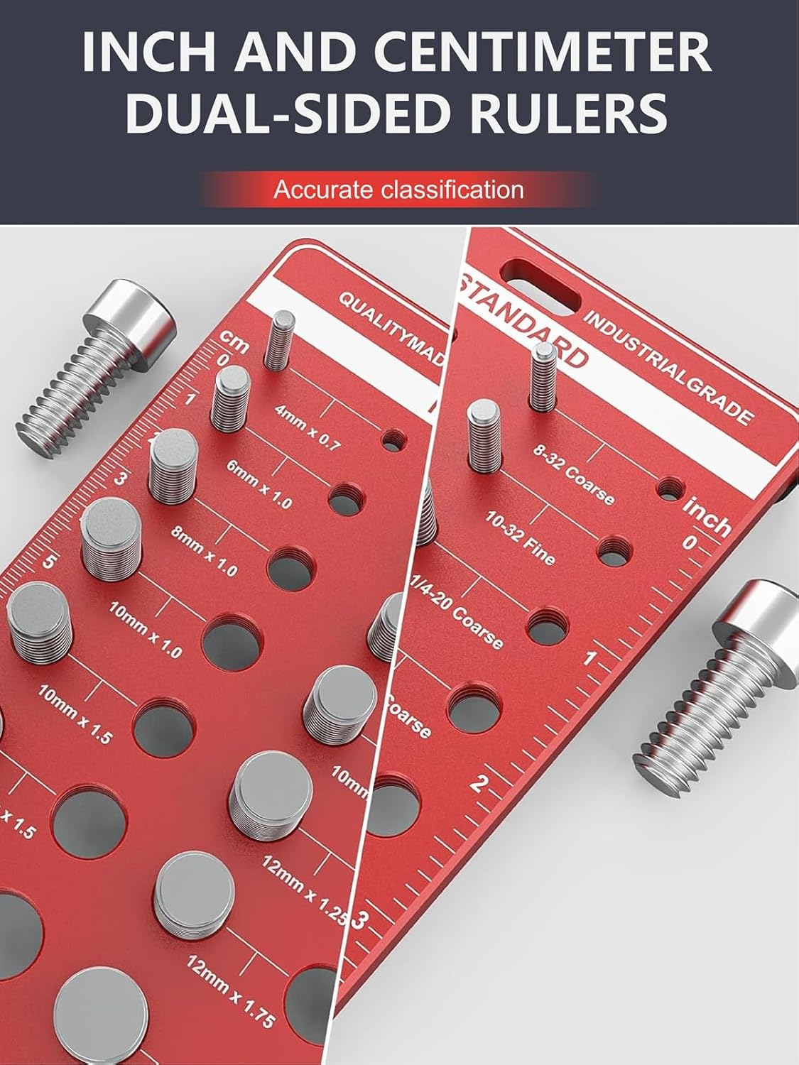 42 Nut and Bolt Thread Checker, Bolt Size and Thread Standard and Metric with 19 Standard & 15 Metric & 8 Drill Bit Bolt and Nut Identifier Gauges