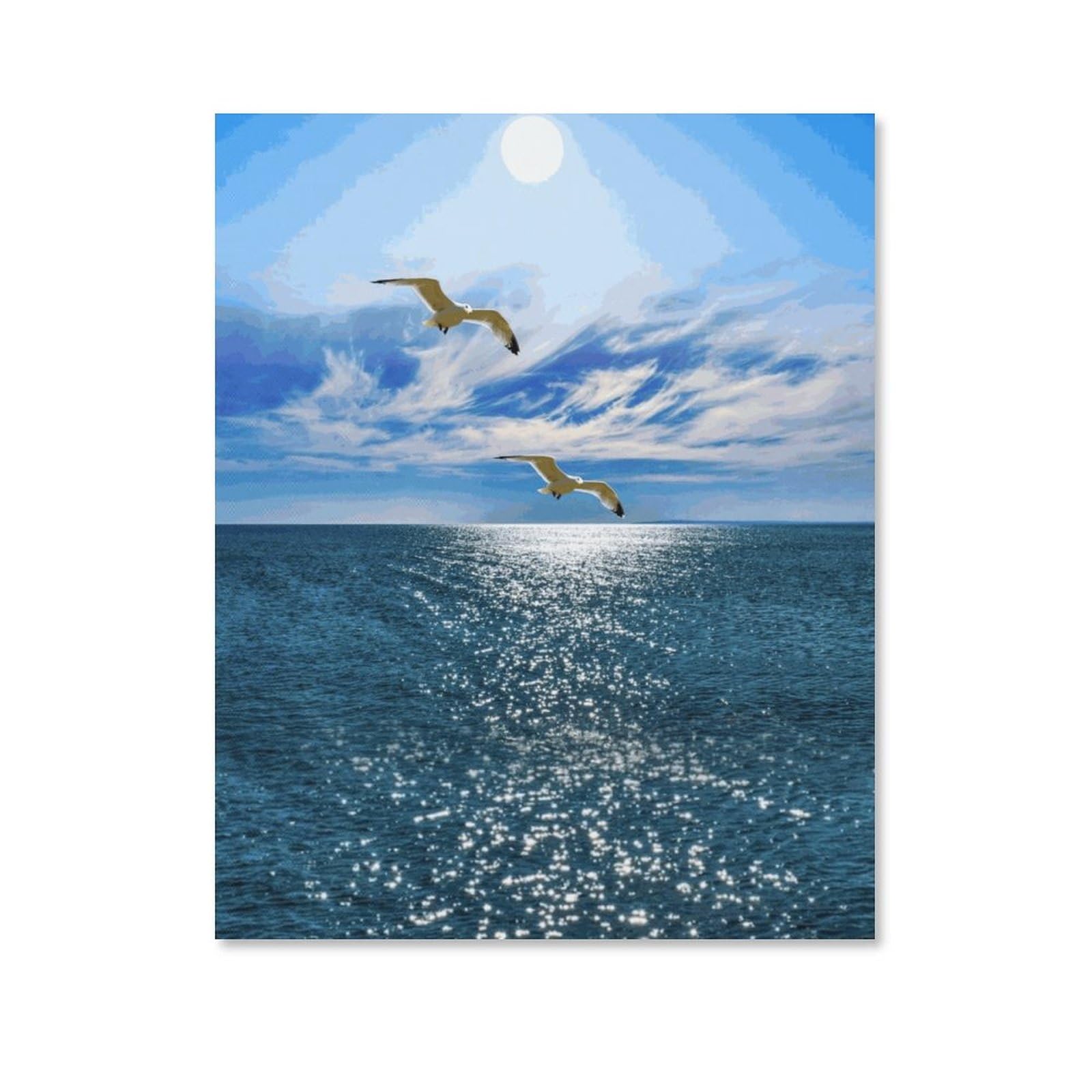 油絵 絵画 【夕日のカモメ】