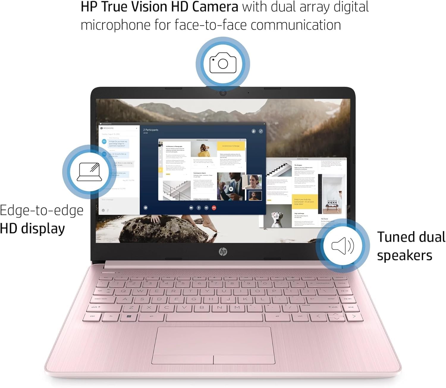 HP 14" Rose Pink Laptop | Thin, Lightweight, & Powerful | 16GB RAM | 512GB External Storage | 64GB Onboard | Free Microsoft 365 | Intel Pentium Core | Windows 11 with Wireless Earbuds